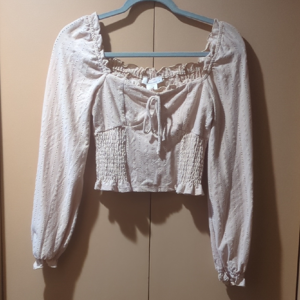 URBAN Romantics Beige Smocked Blouse